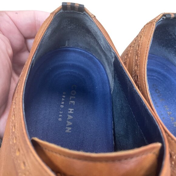 Cole Haan Mens Brown Leather Wingtip Oxford Shoes Size 12M SKU 9413 - Picture 9 of 16